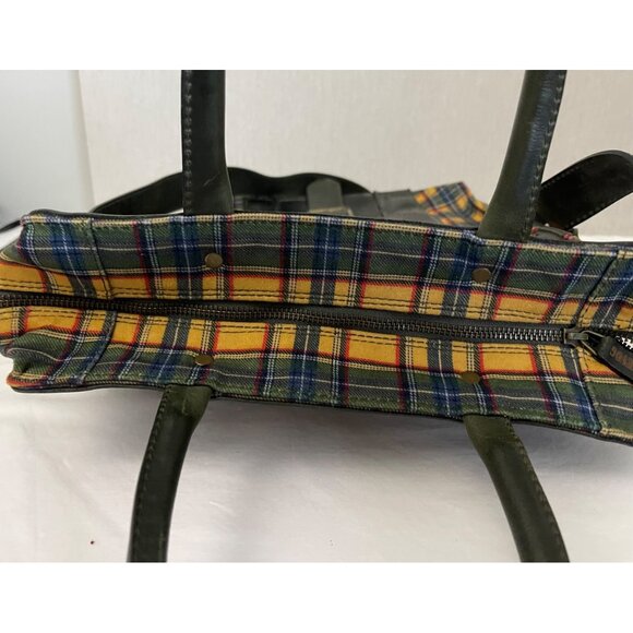 John Fluevog "Eddie Weekend" Plaid Canvas & Leather Tote - Picture 11 of 15